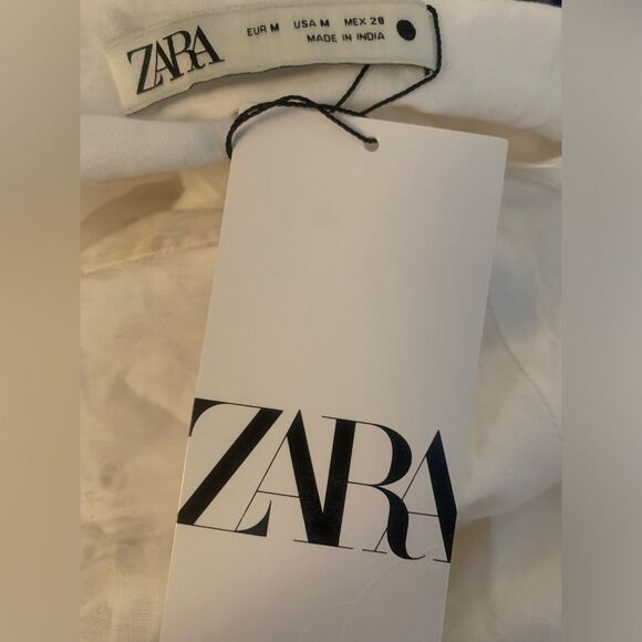 Zara NWT Cotton Eyelet Embroidered V-Neck  Mini Halter Dress Lined Size M - Picture 6 of 14